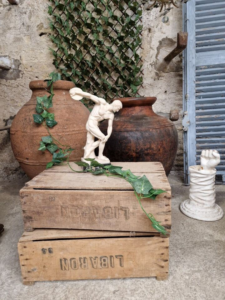 Thumbnail: Antique Diskobolos Sculpture of Alabaster and Marble