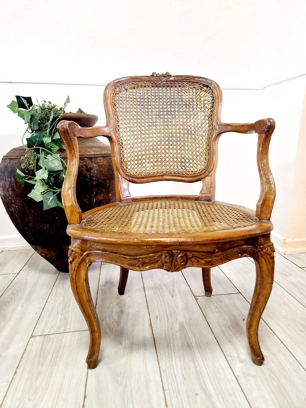 Thumbnail: Antique Cane Armchairs Louis 18th Century Chateau Furniture