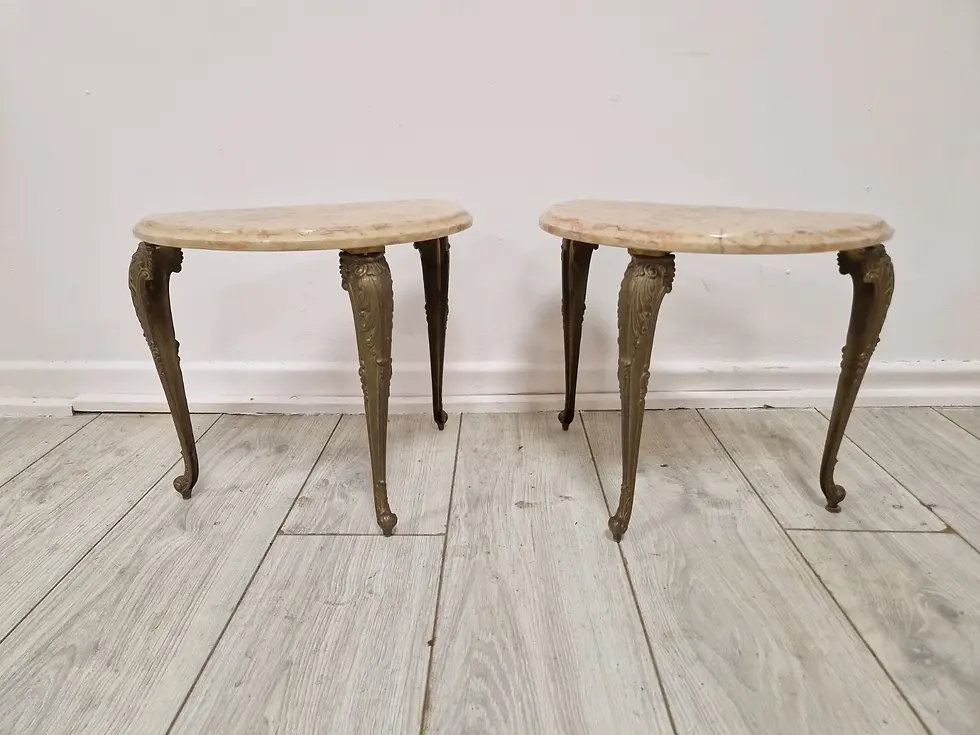 Thumbnail: Antique French Bedside Tables with Marble Top