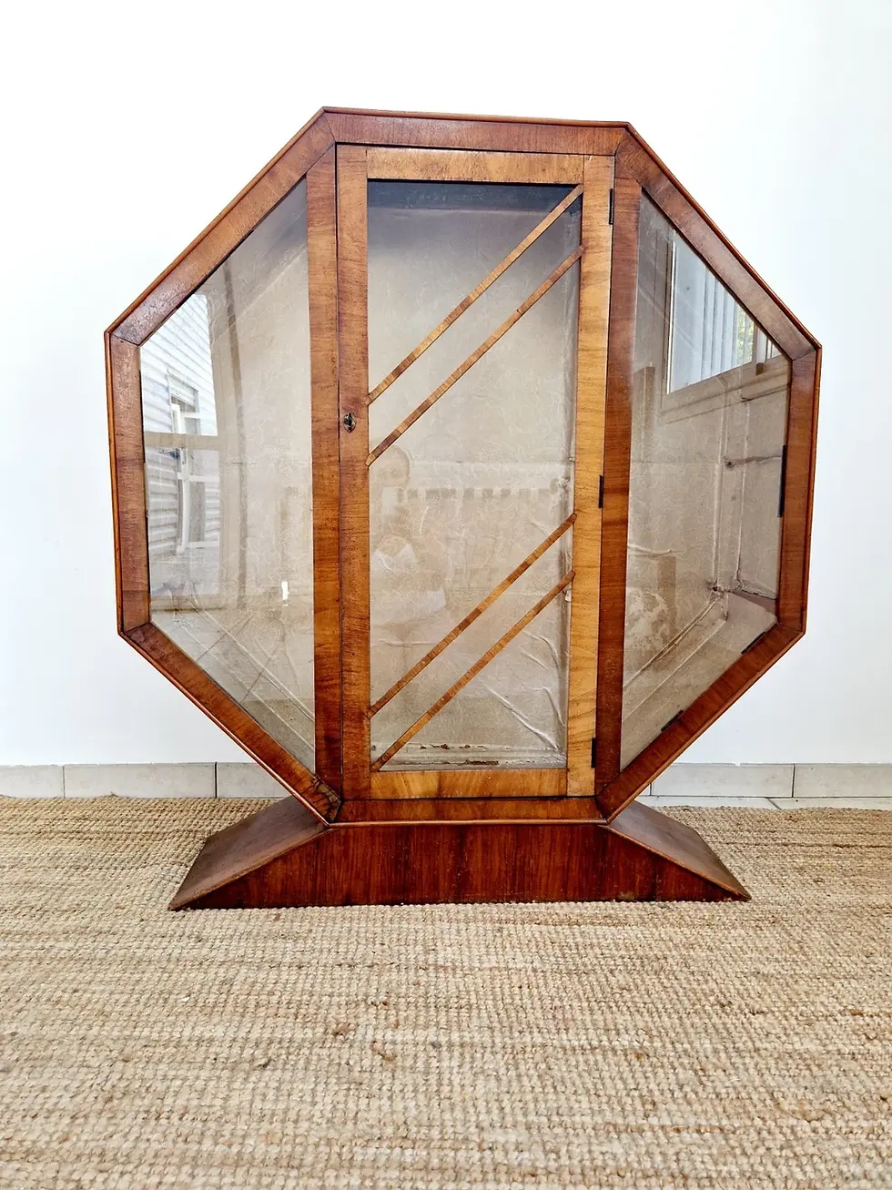 Miniature : Art Deco Display Cabinet In Burl Walnut