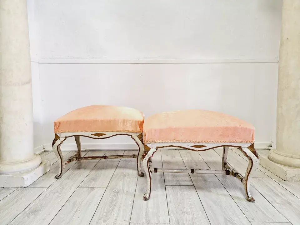 Miniature : Pair of Louis XVI Period Stools Circa 1750