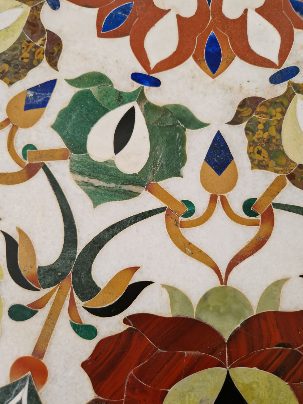 Thumbnail: Post Modern Italian Marble Table Pietra Dura with Floral Inlays Interior Design