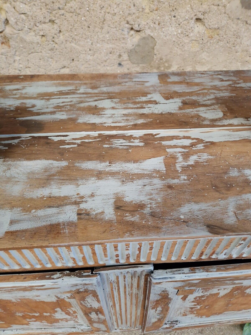 Miniature : Antique French Rustic Sideboard 18th Century Cupboard Raw Wood