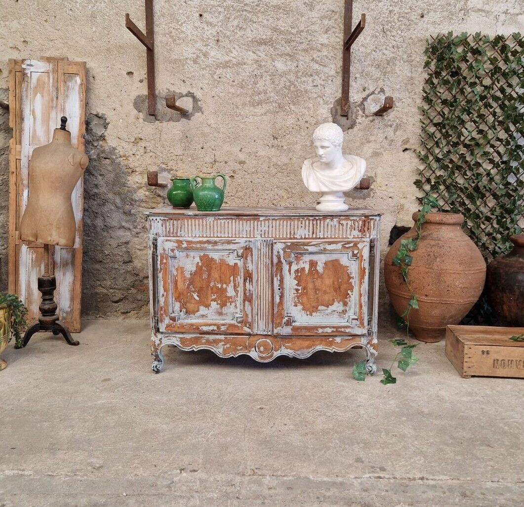 Antique French Rustic Sideboard 18th Century Cupboard Raw Wood