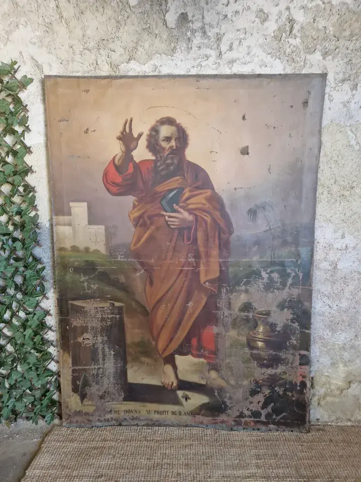 Miniature : Huge 18th Century Oil Painting Saint Matthias the Apostle