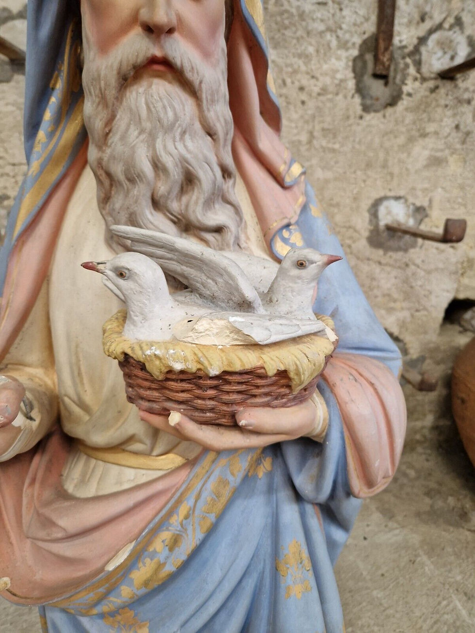 Miniature : 19th Century Life Size Religious Statue Saint Joaquin French Church Sculpture