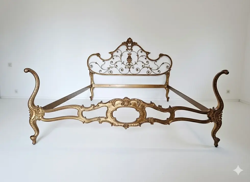 Thumbnail: Antique King Size Bed Brass Venetian Style