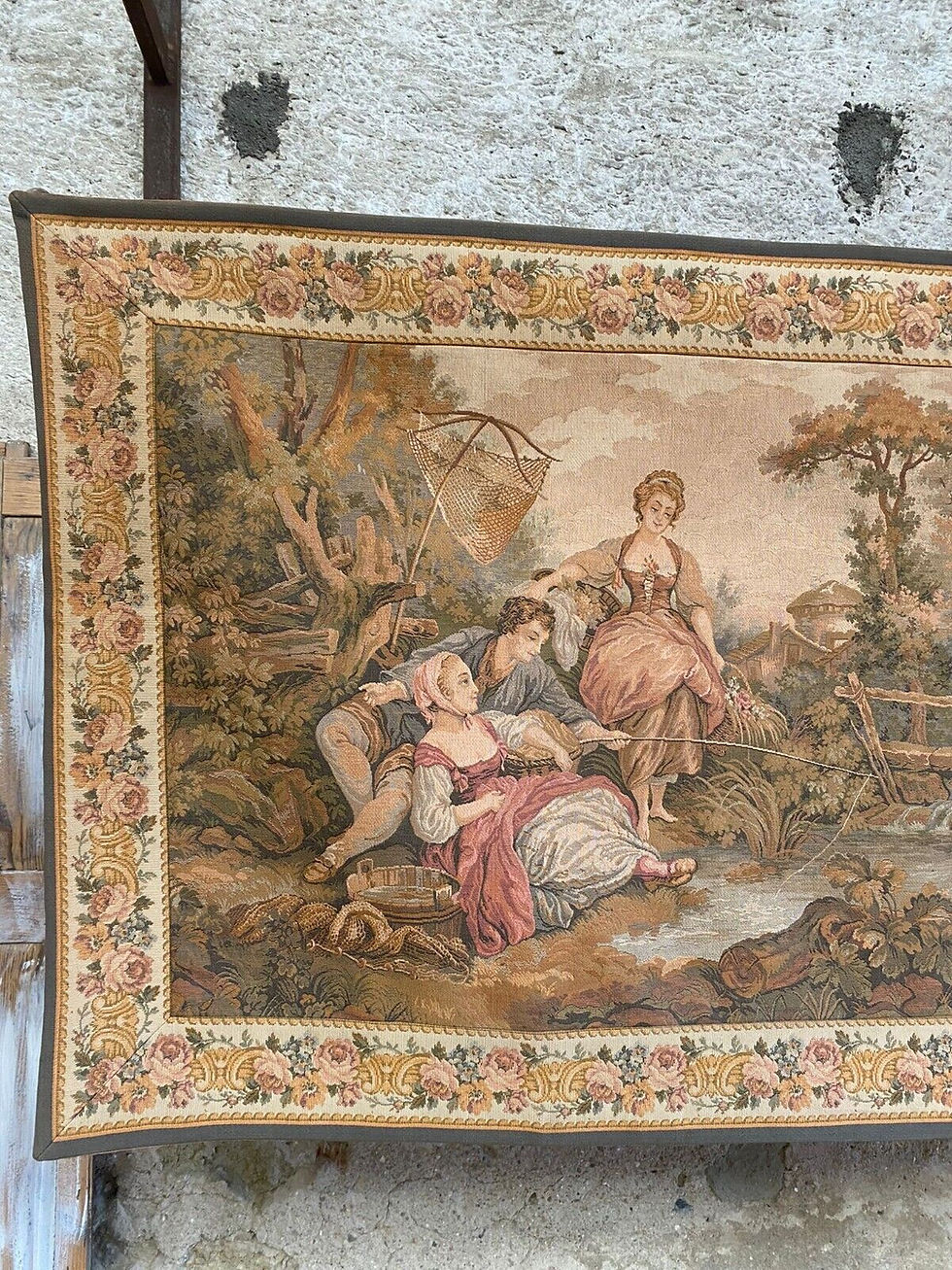 Thumbnail: Antique French Tapestry JP Paris 195 x 90cm