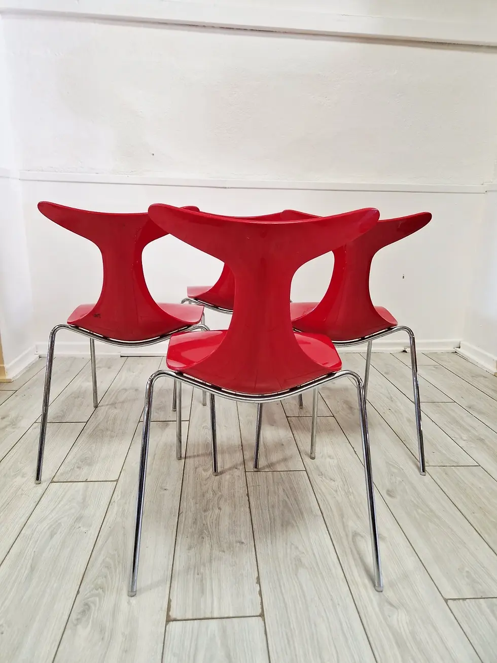 Miniature : 4 Vintage Stacking Chairs Delfy Design Gino Carollo