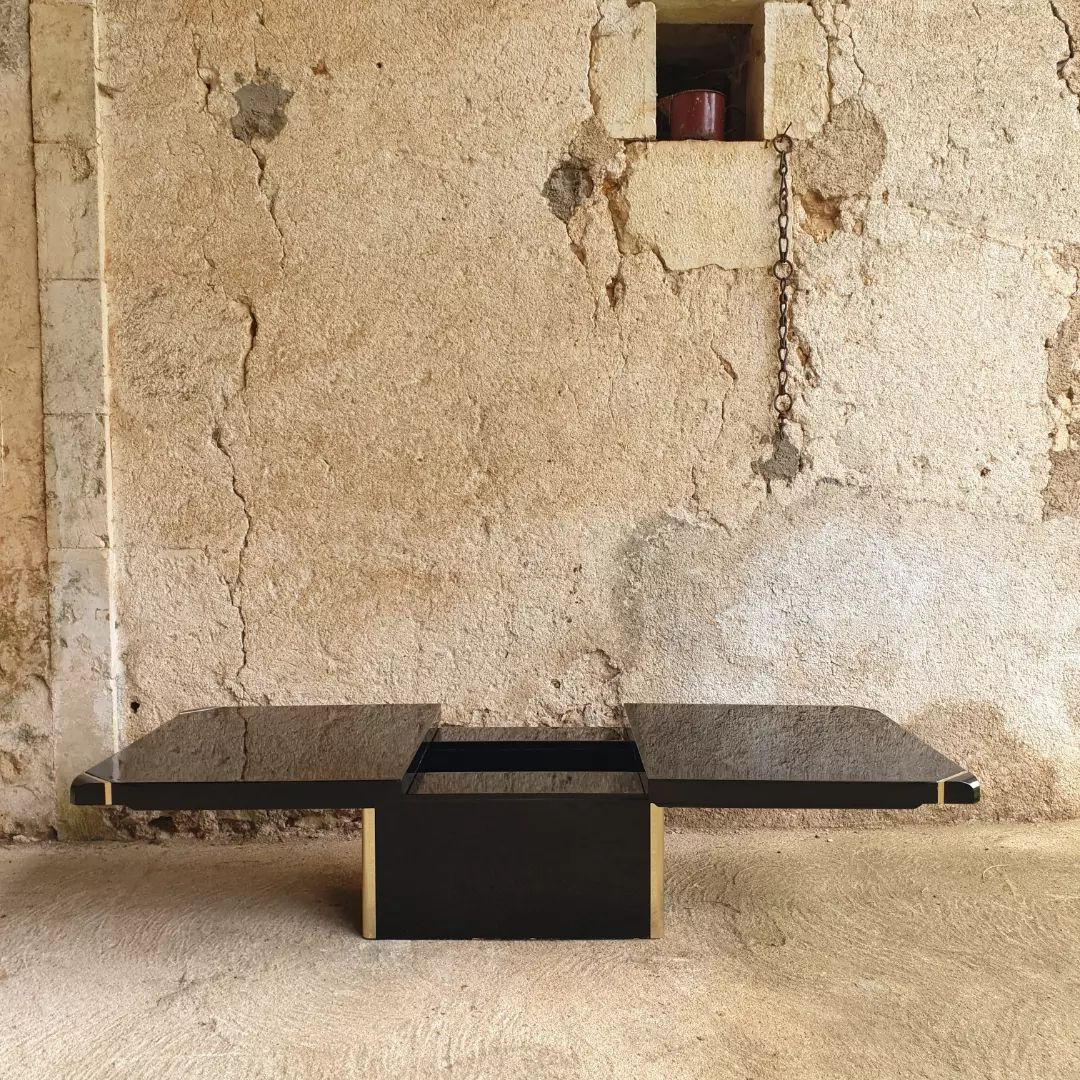 Willy Rizzo Style Coffee Table & Hidden Cocktail Cabinet