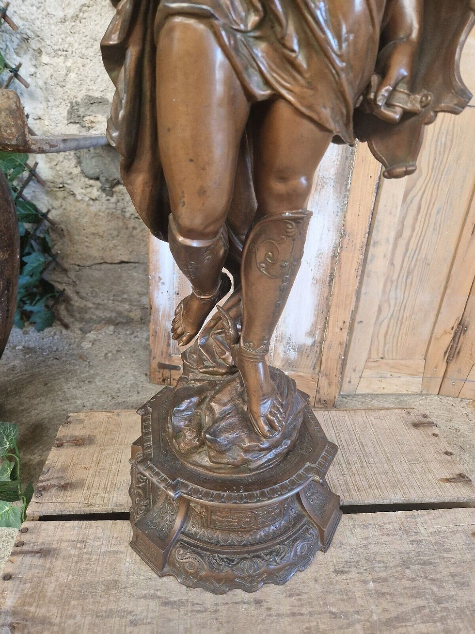 Miniature : Antique Bronzed Spelter Statue of Mercury - Hermes 100cm High