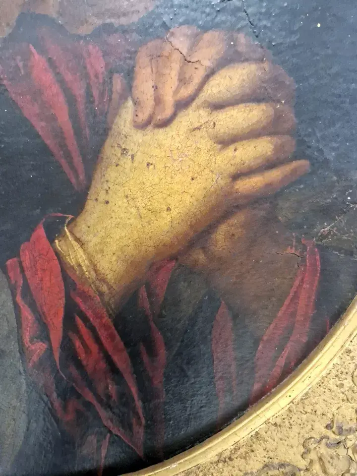 Miniature : 19th Century Oil Painting Virgin of Sorrows