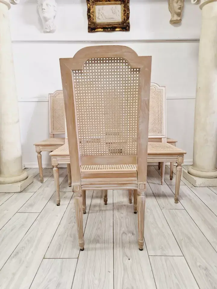 Miniature : Antique French Cane Dining Chairs Set of 6