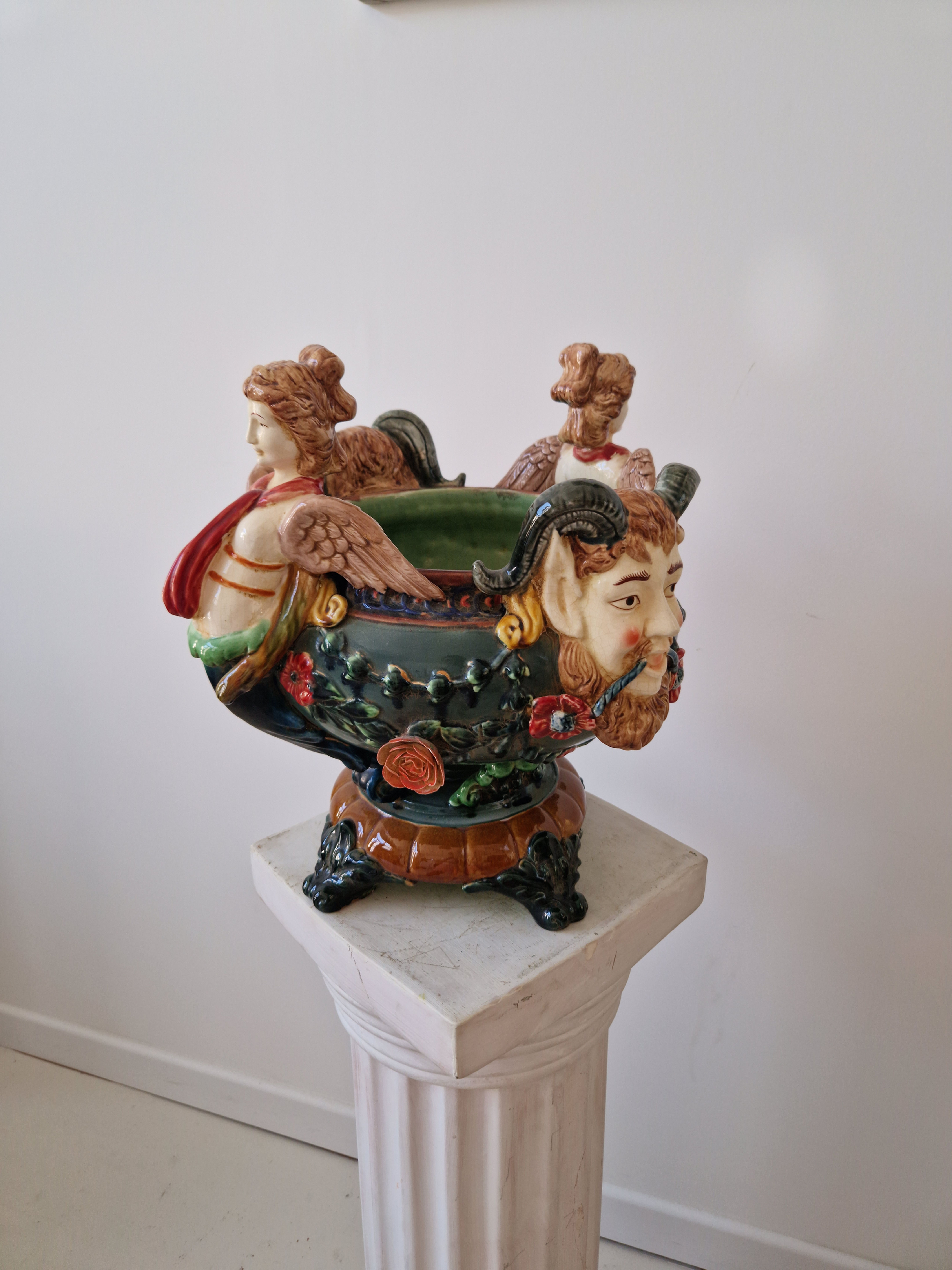 French Renaissance Style Majolica Planter or Fruit Bowl