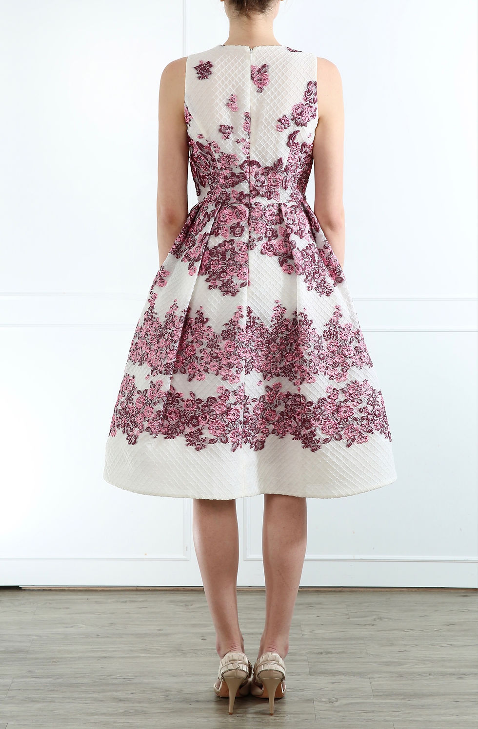 Thumbnail: Ivory purple floral party dress