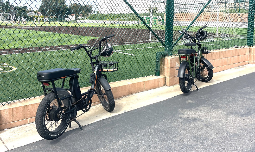 E-bikes parked outside a high school