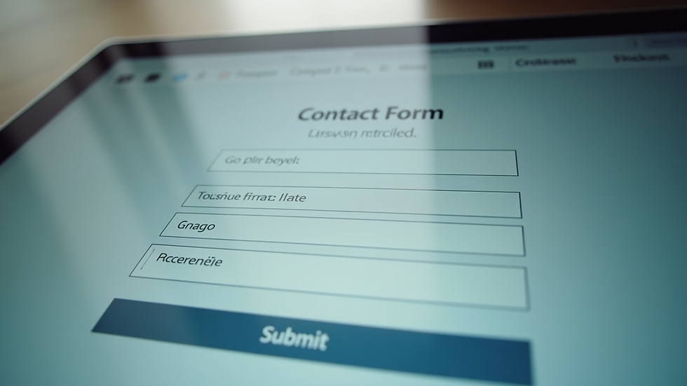 Close-up view of a website contact form with clear fields and submit button