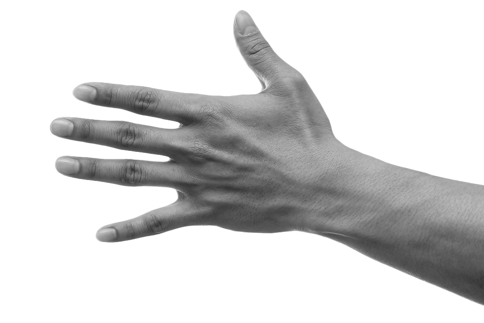 Die Hand zeigt die Zahl 5