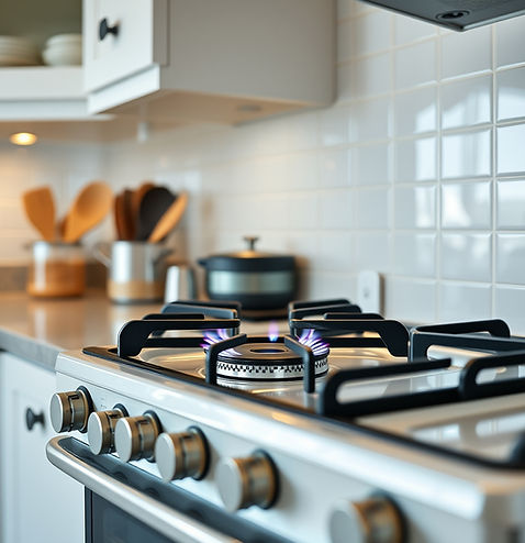 picture of a gas cooker with a burner on