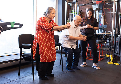 Dr. Shwetha Rao Warke taking a physiotherapy session of senior citizens