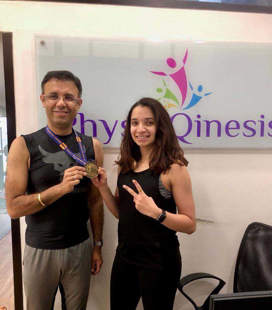 Mr.Aditya Rath with our exercise physiologist Dr.Heta Thakkar after achieving his personal best in r