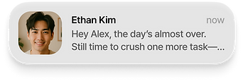 AI coach sending afternoon reminder push message to encourage habit tracking