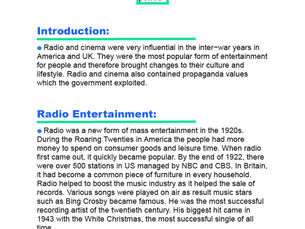 Leaving Certificate History Notes: Influence of radio & cinema in USA & UK