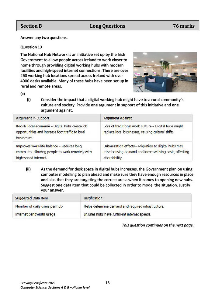 Leaving Certificate 2023 Computer Science Higher Level: Section B ...