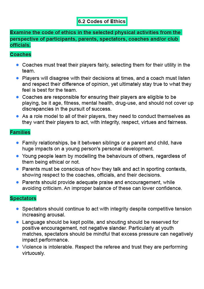 Leaving Certificate LCVP Notes: Codes Of Ethics