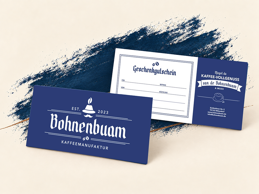 Bohnenbuam Kaffee-Gutschein mit Vorder- und Rückseite