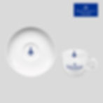 Bohnenbuam Espressotasse  incl. Unterteller mit Logo bedruckt. Kaffeebecher produziert von der Firma Seltmann aus Weiden.