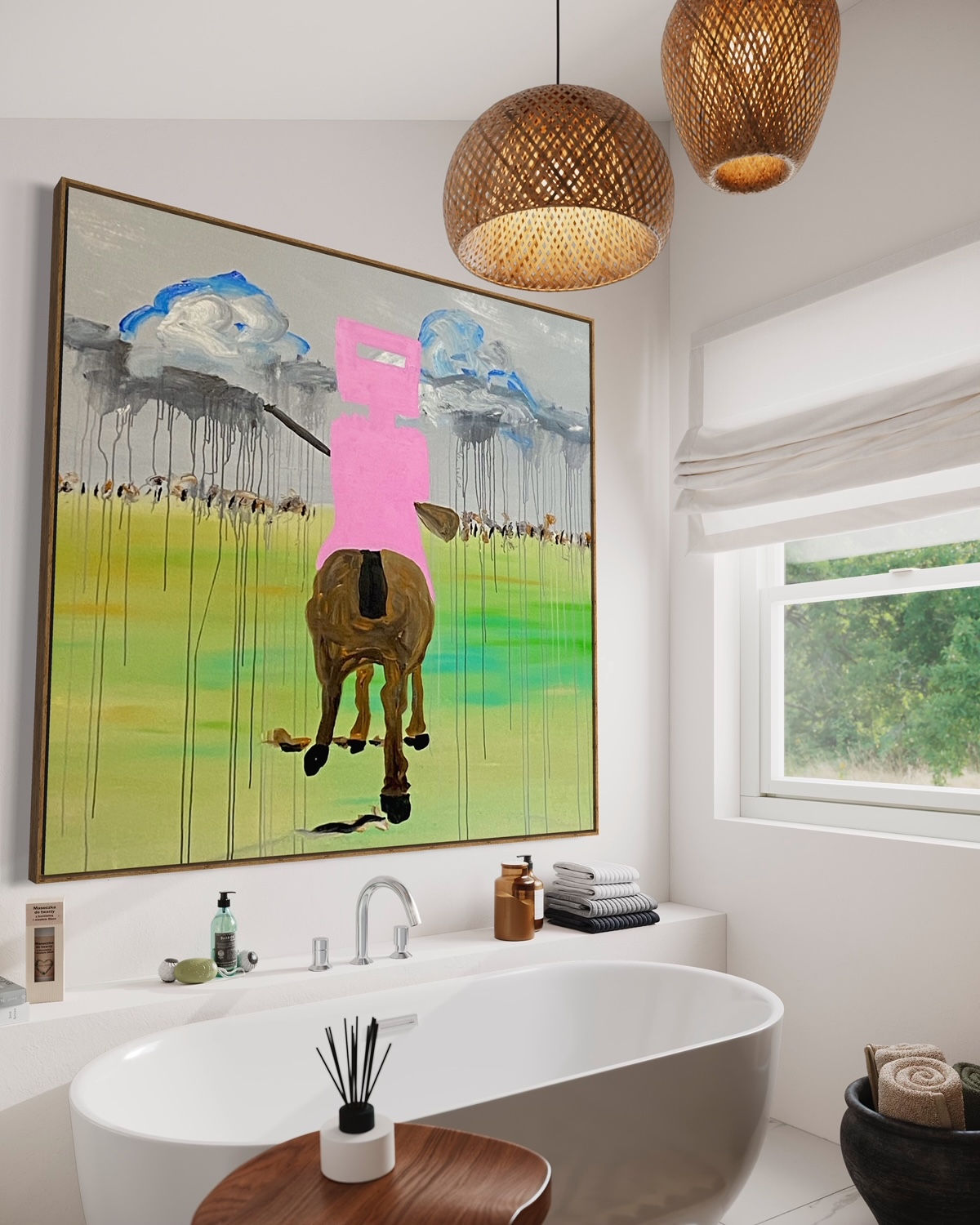 Colorful pop art painting of Ned Kelly on horseback by Shane Bowden