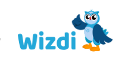 Wizdi logo: blue owl giving thumbs up