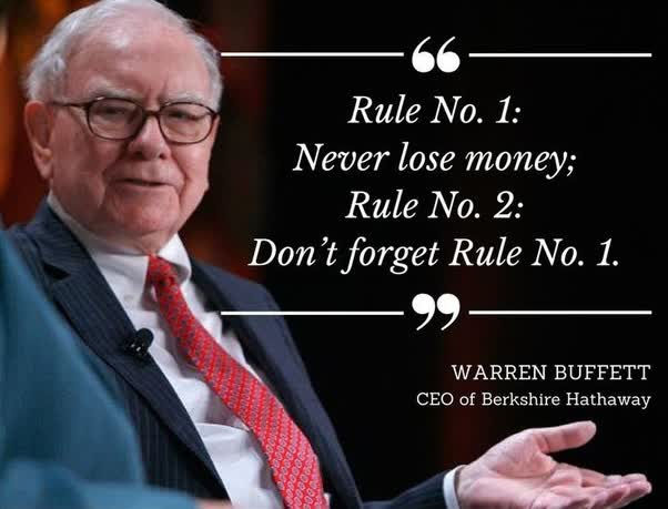 This is a famous investing quote by Warren Buffett on winning the stock market by not losing.