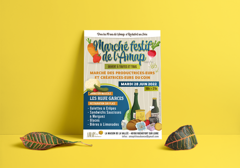 affiche, flyer; affiche pour marché producteurs, affiche marché local, affiche marché productrice bio, flyer amap, flyer producteur, infographiste angers, graphiste angers, art!efact, graphiste rochefort sur loire, graphiste 49, alison bosdedore graphiste angers, graphiste freelancegraphiste angers, graphiste freelance