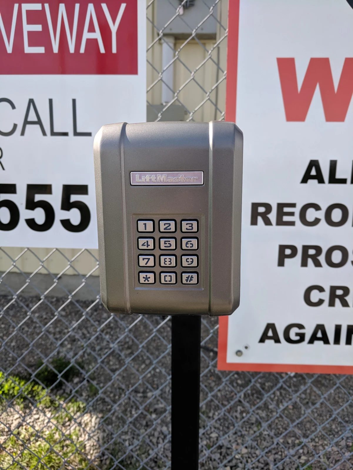 LiftMaster keypad at the Cavaliere Mini Storage entrance