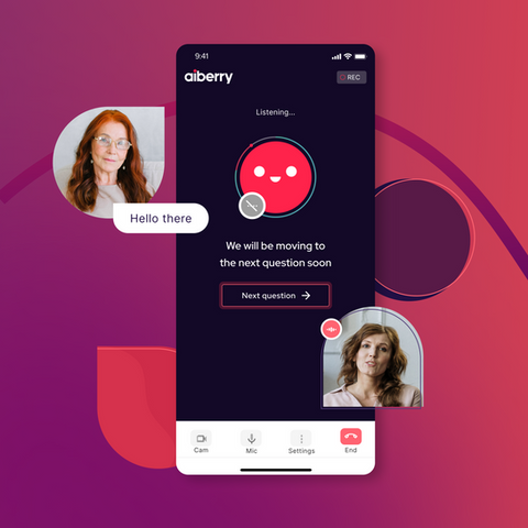 Aiberry App with floating UI elements