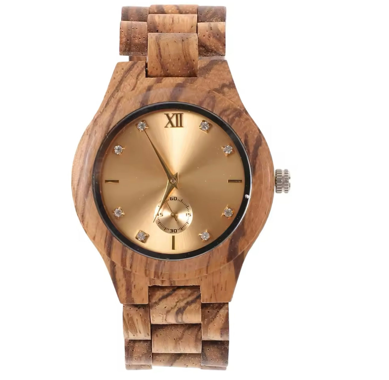 Yellow Tiger Eye/Wood Watch Bracelet Set