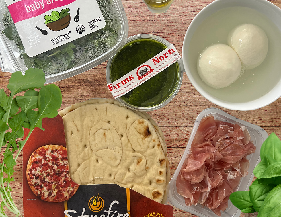 Visual shopping list for Burrata Pesto Pizza