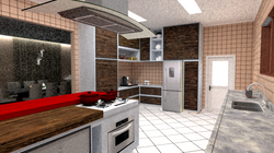 render cozinha com sala