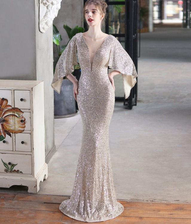 Thumbnail: Maggie Sequin Plunge Neck Dress