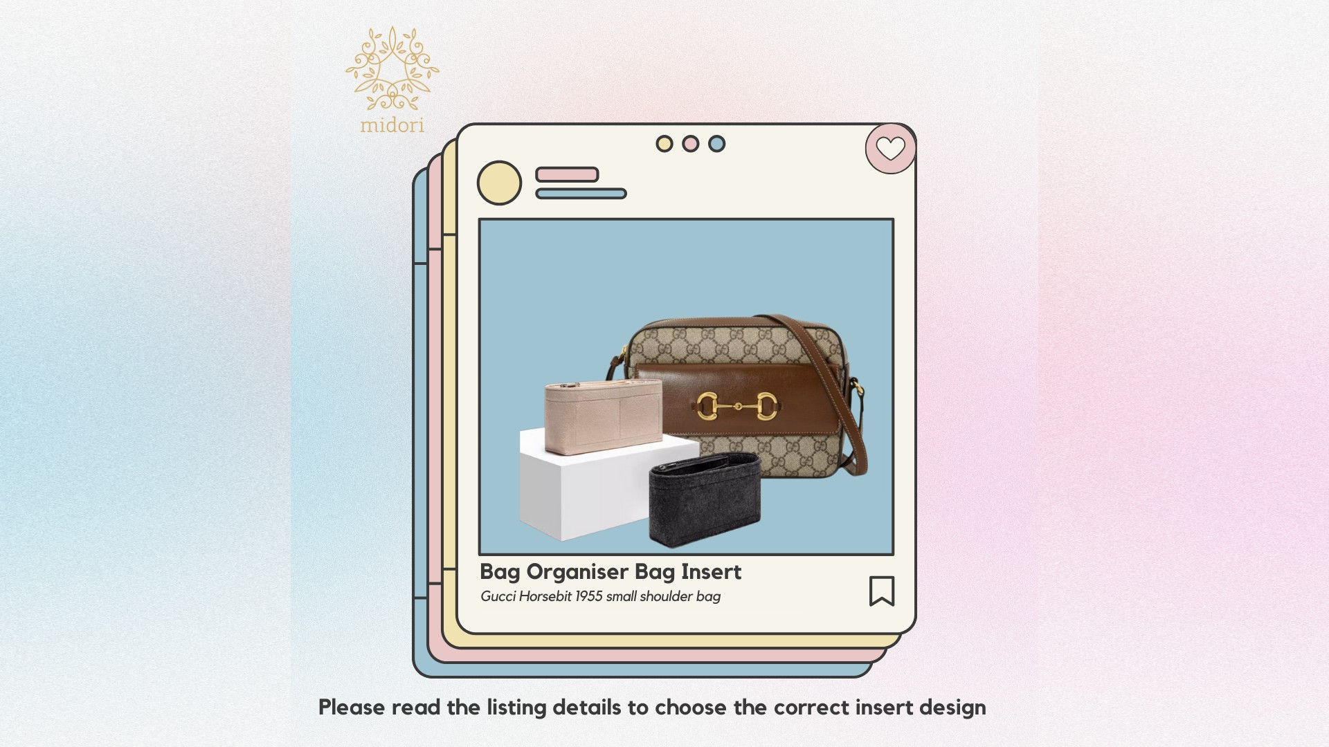 Bag Organiser Bag Insert for Gucci Horsebit 1955 Small Shoulder Bag