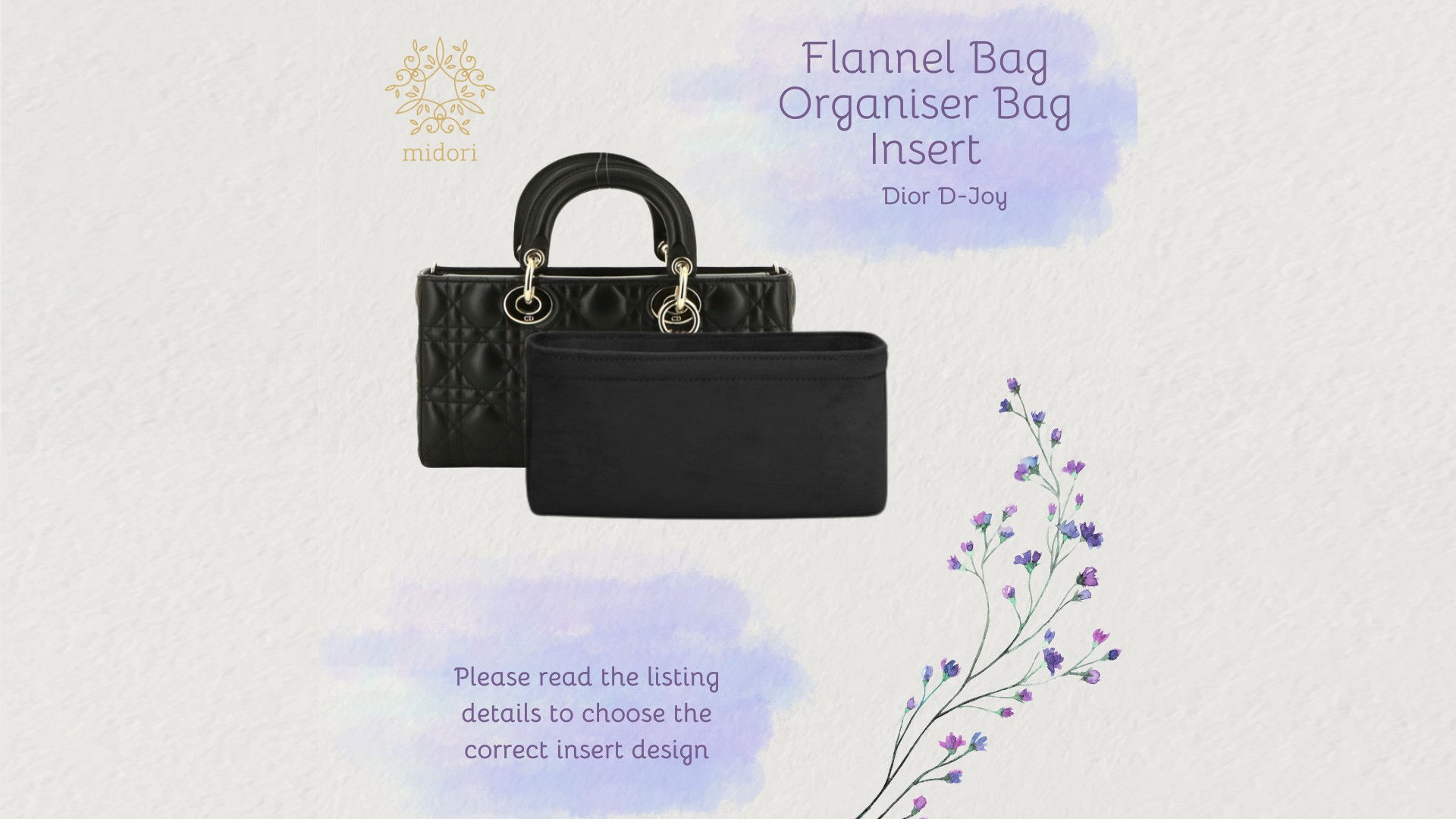 Flannel Bag Insert Bag Organiser for Dior D-Joy