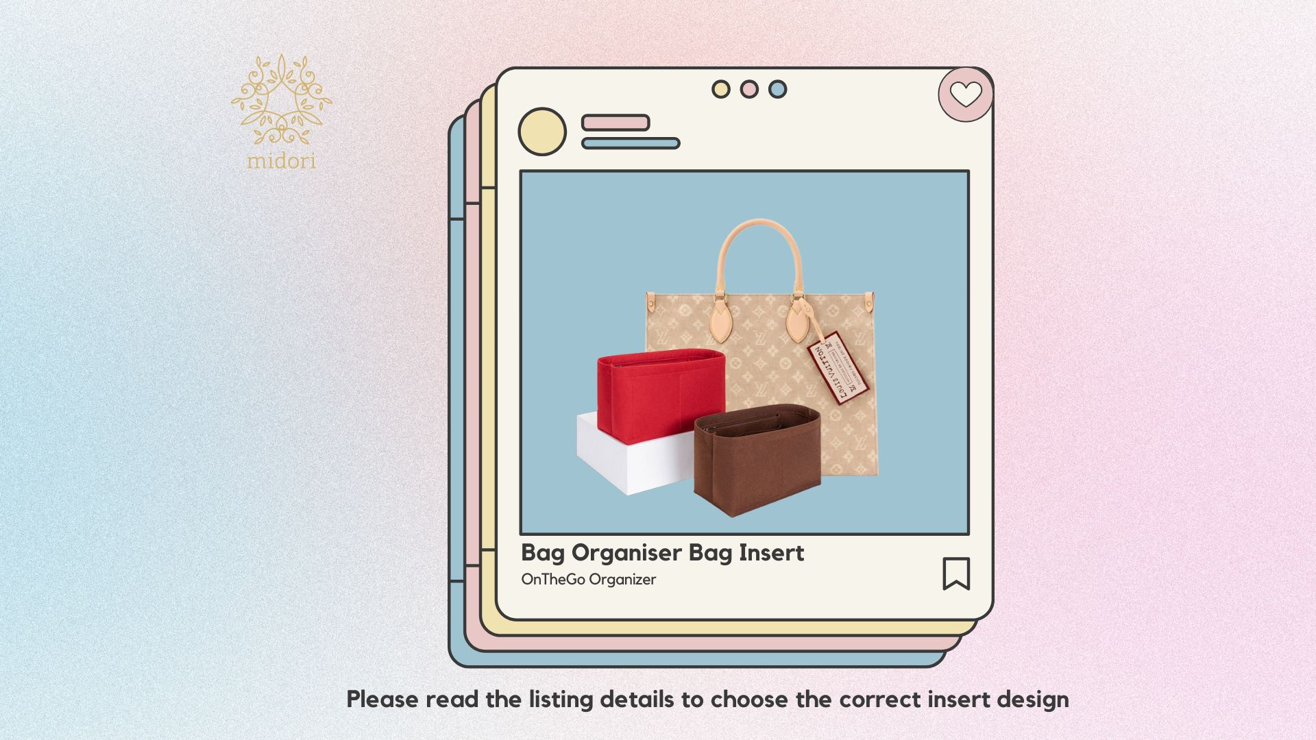 Bag Organiser Bag Insert for Lv OnTheGo Organizer