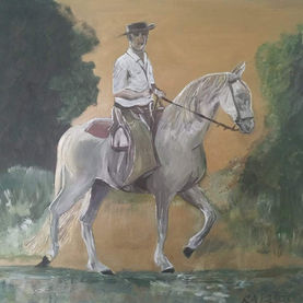 Andalusian Gaucho and White Horse