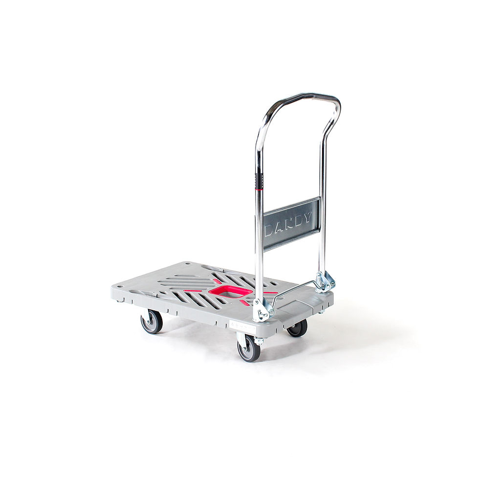 サムネイル： XLシリーズ プラスチック製台車 耐荷重150kg 折りたたみ式 465×740 UXL-LSC