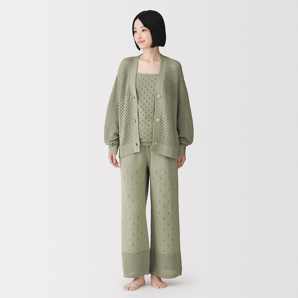 Thumbnail: Womens Cotton Openwork Knit Long Pants