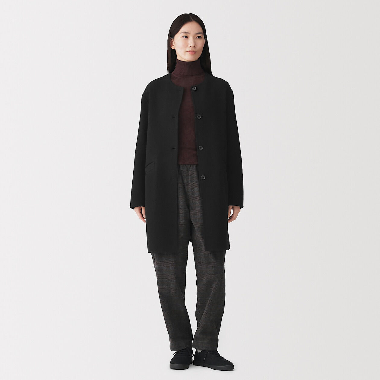 Womens Wool Blended Double Face Middle Coat