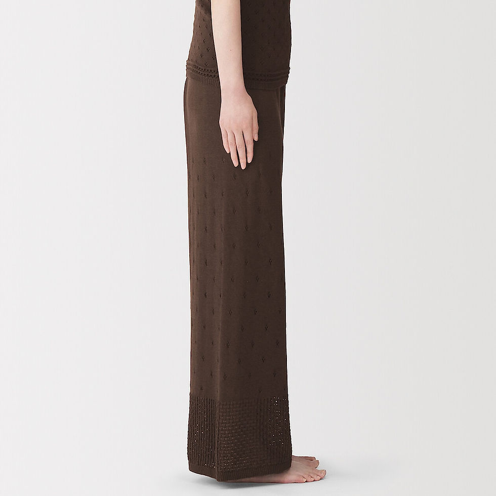 Thumbnail: Womens Cotton Openwork Knit Long Pants