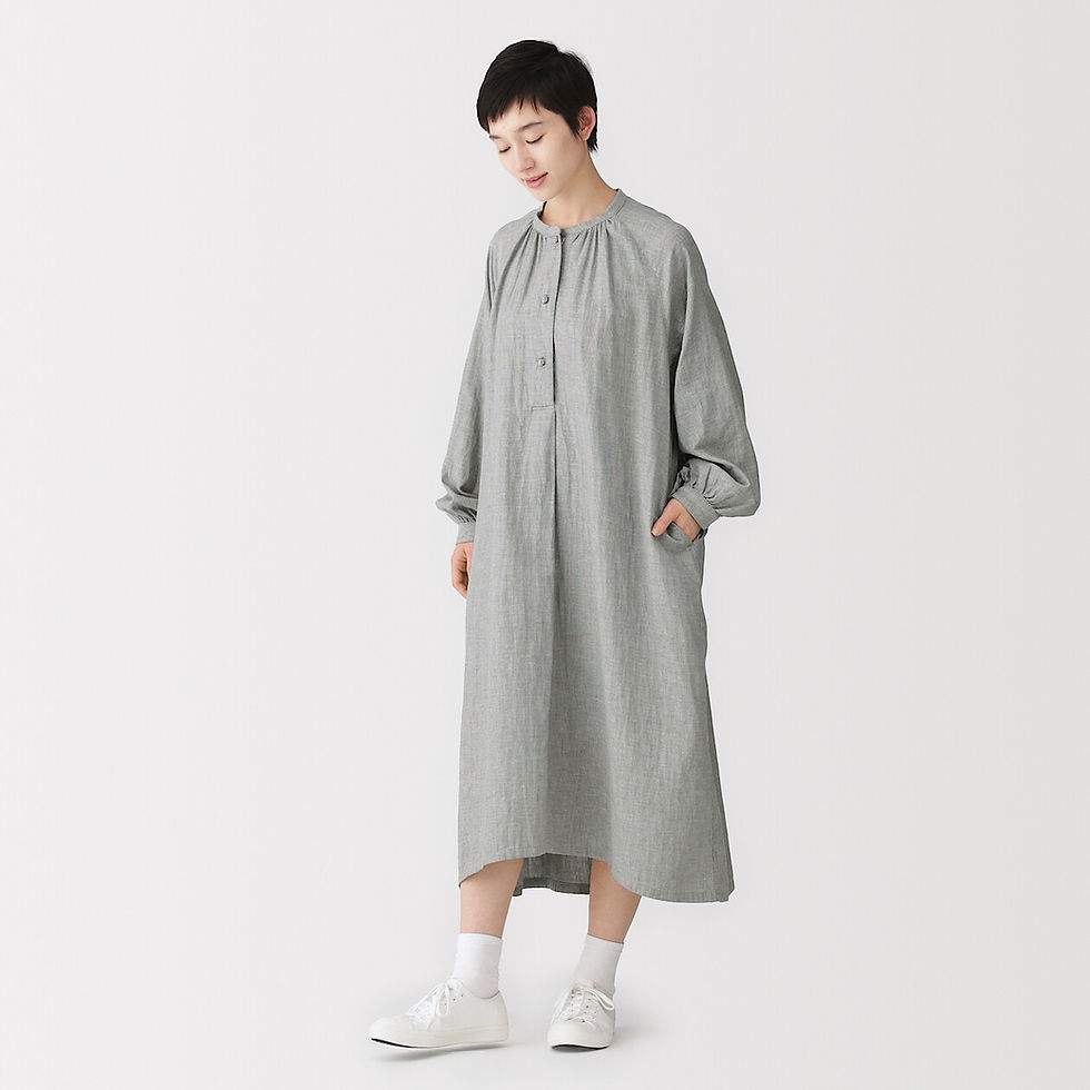 Thumbnail: Women's Kapok Blended Double Gauze Long Sleeve Dress
